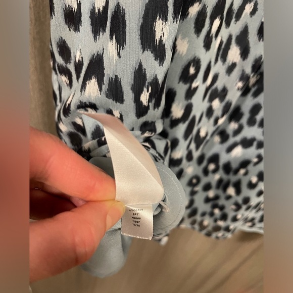 LOFT Gray and Black Leopard Print Long Sleeve Dress - Picture 15 of 16